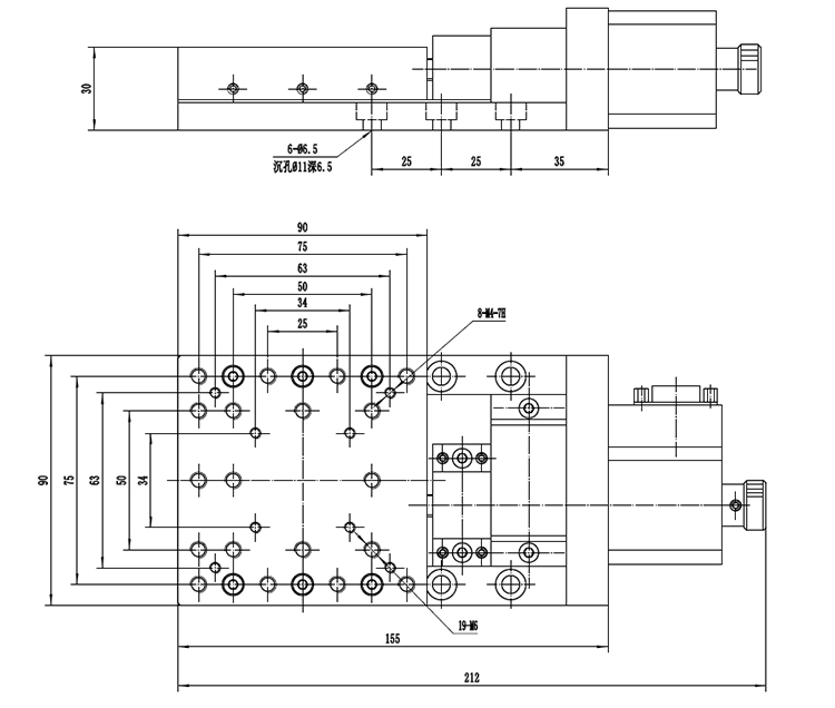 PT-GD102P（15-75） 普通精度電動平移臺 X軸位移臺 研磨絲桿滑臺