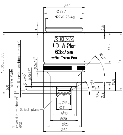 LD A-Plan 63x/0,65 for Thermo Plate M27蔡司物鏡