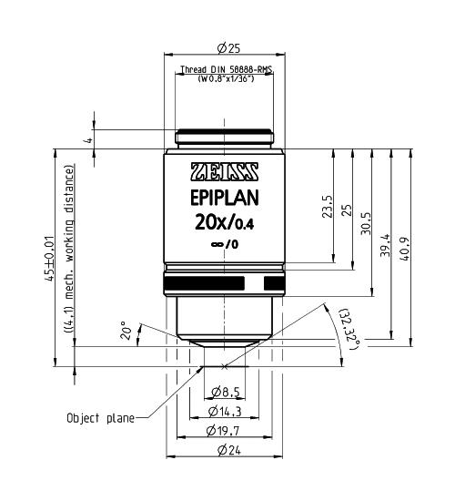 蔡司物鏡ObjectiveEpiplan 5x/0.13 W0.8