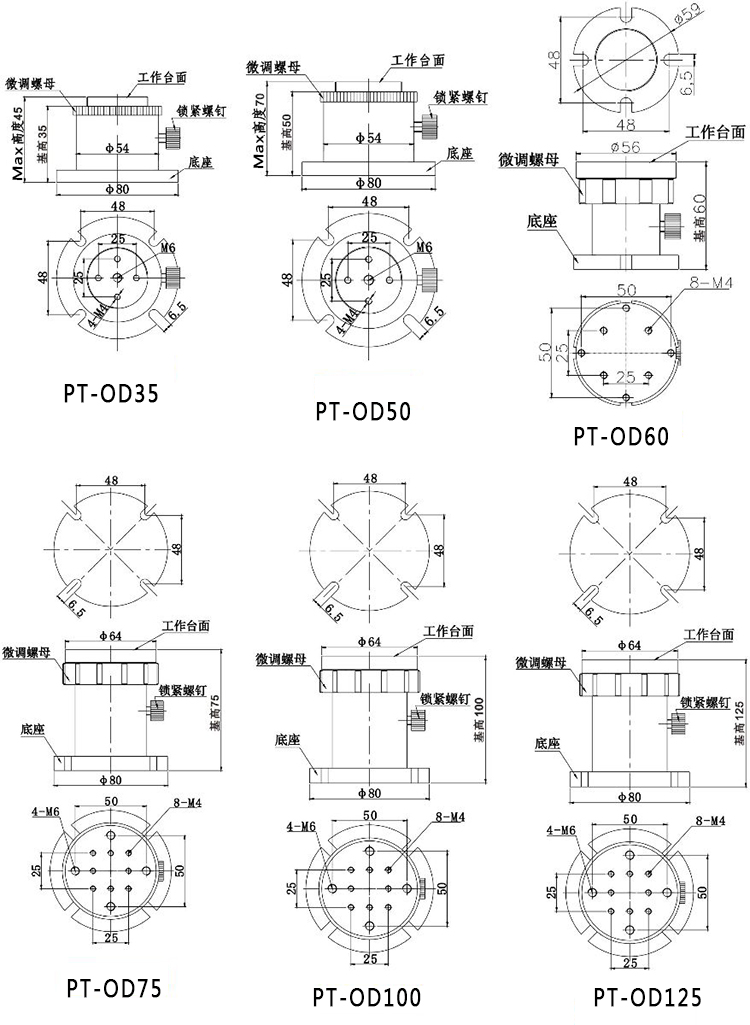 PT-OD35手動(dòng)升降臺(tái)微調(diào)升降支架大承載升降臺(tái)