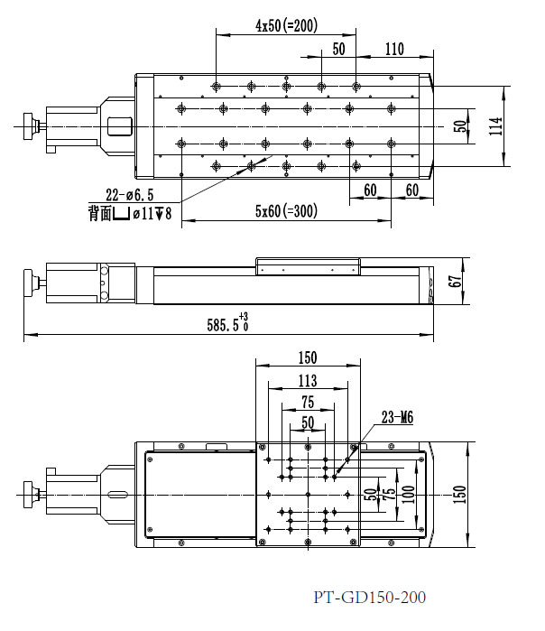 PT-GD150 高精度電動平移臺 電動滑臺 電動移動臺 平移臺 一維臺