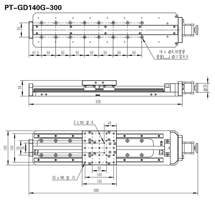 PT-GD140G 高精度電動平移臺 X軸位移臺 位移臺 平移臺 平臺 滑臺