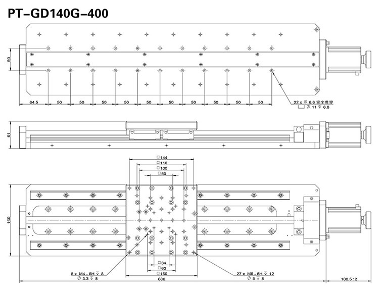 PT-GD140G 高精度電動平移臺 X軸位移臺 位移臺 平移臺 平臺 滑臺