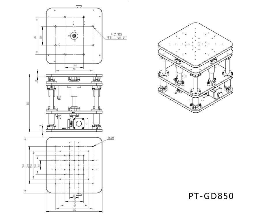 PT-GD850 electric lift platform Optical heavy duty Z-axis table